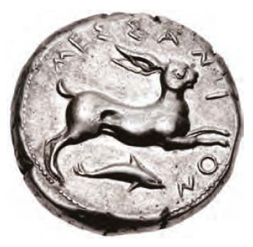 Hare with dolphin coin