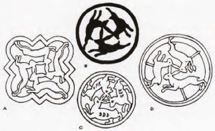 Three Hares illustrations from La Moyen Age Fantastique