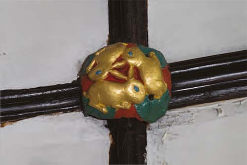 Three Hares roof boss, Tavistock, Devon. Photo:© George Wright